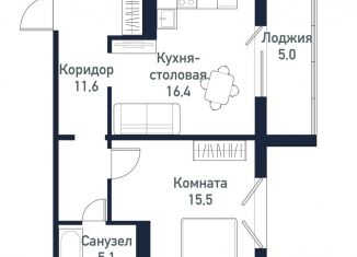 Продается 1-комнатная квартира, 48.6 м2, Челябинская область, улица имени Ефрейтора Потехина, 2