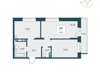 2-ком. квартира на продажу, 61 м2, Новосибирск, Игарская улица, 5