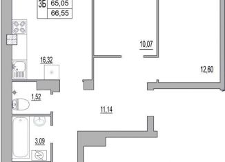 Продажа 3-комнатной квартиры, 66.6 м2, Псков, улица Юности, 32, ЖК Смарт-квартал