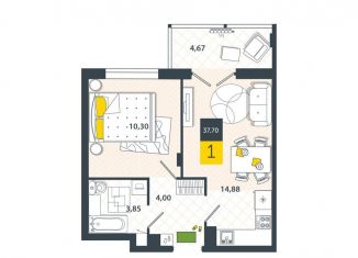 Продажа 1-комнатной квартиры, 37.7 м2, Тула