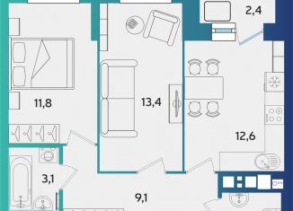 Продается 2-ком. квартира, 53.2 м2, Ижевск, Устиновский район, улица Архитектора П.П. Берша, 44