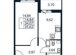 Продажа 1-ком. квартиры, 37.2 м2, Ленинградская область