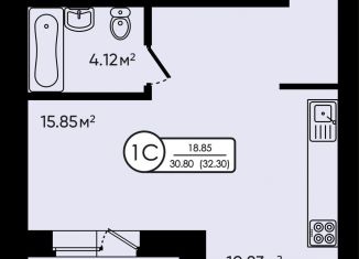 Продам квартиру студию, 32.3 м2, деревня Мостец