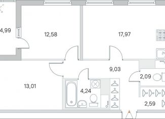 Продажа двухкомнатной квартиры, 64.2 м2, городской посёлок Янино-1, Ясная улица, 20к3