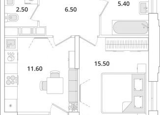 Продается 1-комнатная квартира, 43.3 м2, Санкт-Петербург, Планерная улица, 99, Приморский район