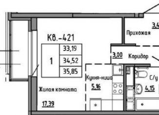 Продажа квартиры со свободной планировкой, 34.5 м2, Тверь
