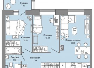 Продаю 3-ком. квартиру, 57 м2, Ульяновск, ЖК Центрополис, жилой комплекс Центрополис, 4