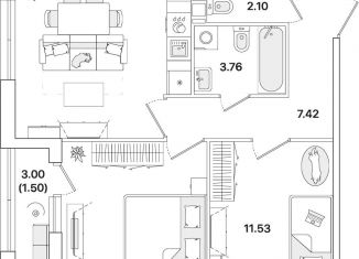 Продаю 2-комнатную квартиру, 56.7 м2, Санкт-Петербург, метро Академическая