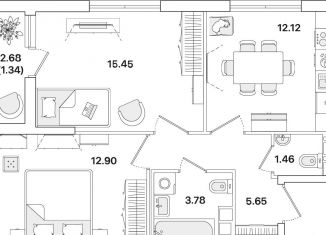 Продажа двухкомнатной квартиры, 52.7 м2, Санкт-Петербург, метро Академическая