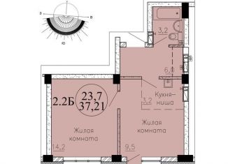 Продаю 2-ком. квартиру, 37.2 м2, Новосибирск, Озёрная улица, ЖК Крымский