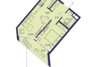 Продается 2-ком. квартира, 51.7 м2, посёлок городского типа Ливадия