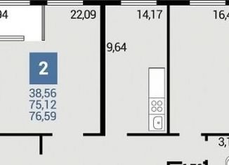 Продаю 2-комнатную квартиру, 75.6 м2, Краснодар, Зиповская улица, 36, ЖК Кубанский