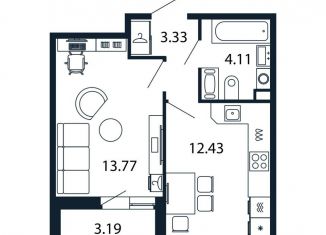 Продается 1-комнатная квартира, 33.3 м2, Санкт-Петербург, Арцеуловская аллея, 9, метро Комендантский проспект