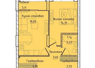 Продам однокомнатную квартиру, 49.9 м2, Екатеринбург, Машинная улица, 1В/2, ЖК Клевер Парк