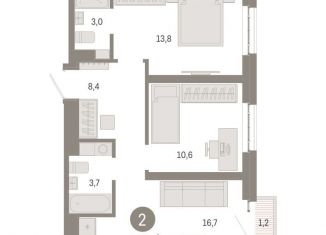 Продам 2-ком. квартиру, 57.4 м2, Москва, Бульвар Рокоссовского