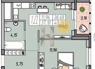 Продам 1-ком. квартиру, 38.8 м2, Екатеринбург, ЖК Московский Квартал