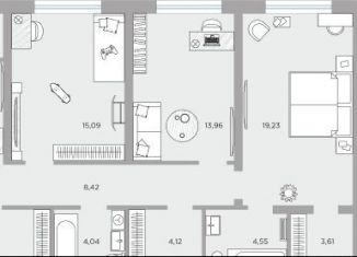 3-комнатная квартира на продажу, 98.6 м2, Тюмень