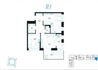 Продается 2-комнатная квартира, 71.1 м2, Тула, улица Михеева, 9, Центральный территориальный округ