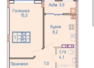 1-ком. квартира на продажу, 37.3 м2, Ставрополь, ЖК Суворов, улица Алексея Яковлева, 5/1