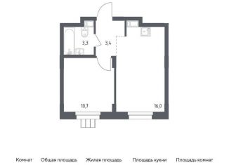 1-ком. квартира на продажу, 33.4 м2, Московская область, жилой комплекс Люберцы 2020, к70