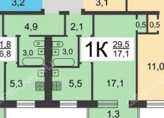 1-комнатная квартира на продажу, 29.5 м2, Нижний Новгород, Московское шоссе, 126, метро Бурнаковская