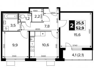 Продам 2-ком. квартиру, 52.9 м2, Москва, станция Водники