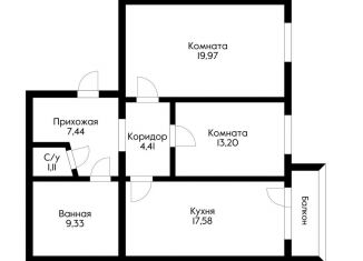2-ком. квартира на продажу, 79.6 м2, Краснодар, Вологодская улица, 8, Вологодская улица