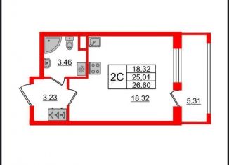 Продаю квартиру студию, 25 м2, Санкт-Петербург, ЖК Солнечный Город. Резиденции, проспект Ветеранов, 200