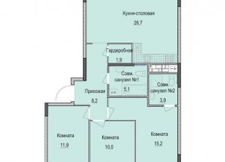 Продается трехкомнатная квартира, 82.9 м2, Казань