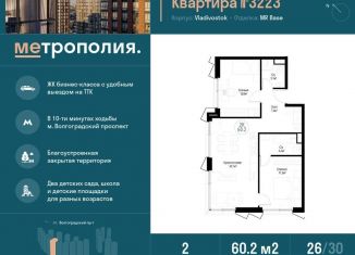 Продажа 2-ком. квартиры, 60.2 м2, Москва, Южнопортовый район