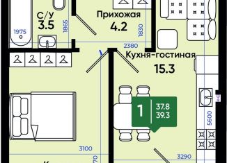 Продаю 1-ком. квартиру, 40.1 м2, Ростовская область, улица Олимпийское Кольцо, 36к24