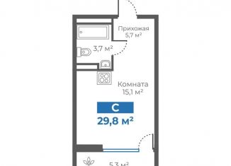 Продам квартиру студию, 29.8 м2, Тюмень, Интернациональная улица, 199А, ЖК Авиатор