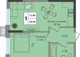 Продажа 1-комнатной квартиры, 37.7 м2, Краснодар, улица имени Генерала Брусилова, 5лит1.2