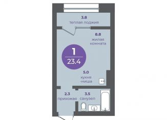 Продается квартира студия, 23.4 м2, Красноярск, улица Кутузова, 1, Кировский район