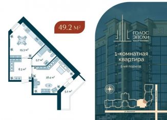 1-комнатная квартира на продажу, 49.2 м2, Астрахань, Бакинская улица, 87, Кировский район