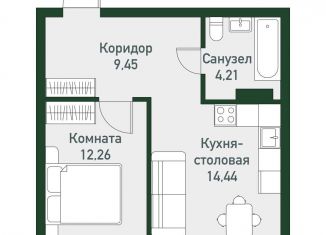 Продам однокомнатную квартиру, 40.4 м2, Челябинская область
