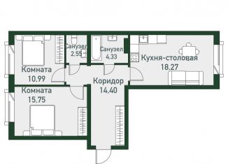 2-ком. квартира на продажу, 66.3 м2, Челябинская область