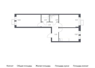 Продам 2-комнатную квартиру, 57.5 м2, посёлок Жилино-1, жилой комплекс Егорово Парк, к3.1