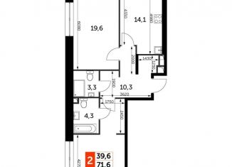 2-комнатная квартира на продажу, 71.6 м2, Москва, жилой комплекс Сидней Сити, к2/1, СЗАО