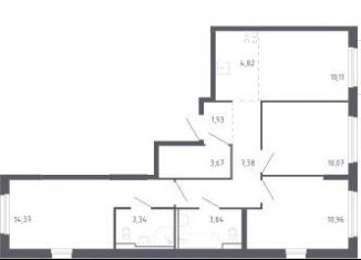 Продажа 3-комнатной квартиры, 70.5 м2, Тюменская область, жилой комплекс Чаркова 72, 1.3