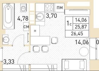 Продам квартиру студию, 26.5 м2, Балашиха, жилой комплекс Столичный, к22, ЖК Столичный