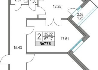 Продажа 2-комнатной квартиры, 67.2 м2, Санкт-Петербург, Богатырский проспект, 2А, Богатырский проспект