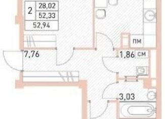 2-ком. квартира на продажу, 52.9 м2, Балашиха, жилой комплекс Столичный, к22, ЖК Столичный