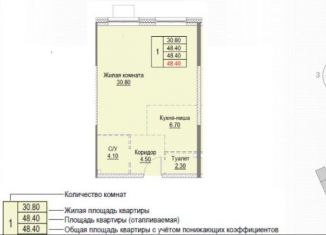 Продам 1-ком. квартиру, 48.4 м2, Москва, ЖК Тринити 2