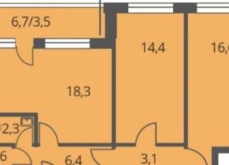 Продается 2-ком. квартира, 67.2 м2, Люберцы, Хлебозаводская улица, 6с1, ЖК Карамельный