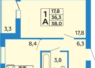 Продам однокомнатную квартиру, 38 м2, Республика Башкортостан, Крымская улица, 12