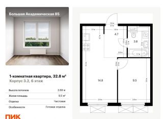 Продажа 1-комнатной квартиры, 32.8 м2, Москва, САО, жилой комплекс Большая Академическая 85, к3.2