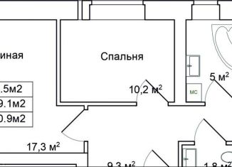 Продам 2-комнатную квартиру, 60.9 м2, Псков, переулок Белинского, 1