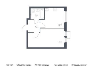 Продажа однокомнатной квартиры, 38.4 м2, Московская область, квартал Ивакино, к2