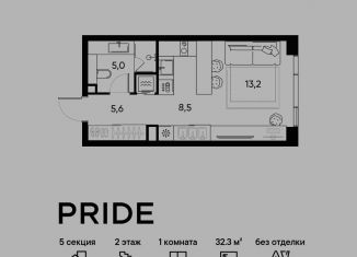 Продаю однокомнатную квартиру, 32.3 м2, Москва, район Марьина Роща